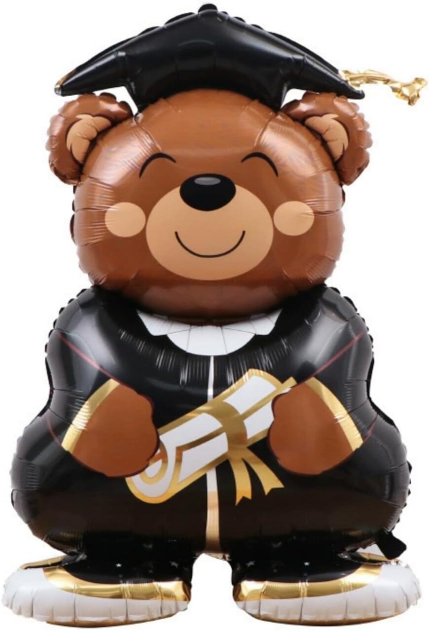 Graduation Party Balloon – Large Graduation Bear Foil Mylar Balloon for Class of 2026 Graduation Decorations & Party Supplies